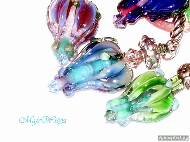 Цветы lampwork(авторская работа Натальи Ботезат)